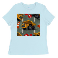 Baby Blue dump truck seamles pattern Ladies Tee - BundleAndBundleShop