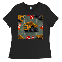Black dump truck seamles pattern Ladies Tee - BundleAndBundleShop