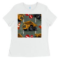 White dump truck seamles pattern Ladies Tee - BundleAndBundleShop