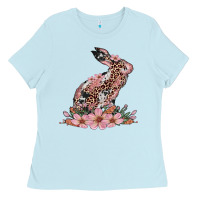 Baby Blue bunny with blossom flower Ladies Tee - Artiststas