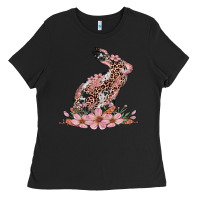 Black bunny with blossom flower Ladies Tee - Artiststas