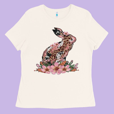 Bunny With Blossom Flower Ladies Tee Designed By Artiststas