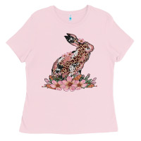 Bubblegum Pink bunny with blossom flower Ladies Tee - Artiststas