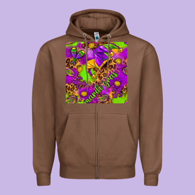 Mardi Gras And Jester Hat Seamless Pattern Zipper Hoodie Designed By Howdyjamesfarm