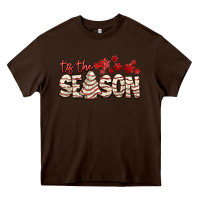 Chocolate Brown tis the season with christmas cake Heavy Core Tee - AdoDesignShop