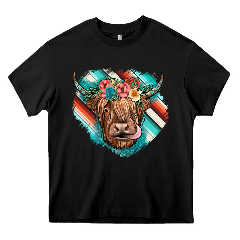 Highland Cow Serape Heavy Core Tee by JahusDesignShop | Teevron