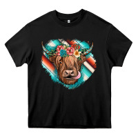 Black highland cow serape Heavy Core Tee - JahusDesignShop