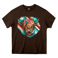 Chocolate Brown highland cow serape Heavy Core Tee - JahusDesignShop