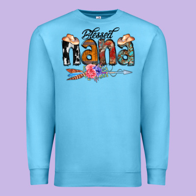 Blessed Nana Premium Sweatshirt Designed By Cowcowdesign