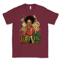 Burgundy black afro boy love Classic Tee - NancyCooperArtShop