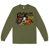 Army Green Moo I Mean Boo Holstein Cow Long Sleeve Tee - LillyAllenDesigns