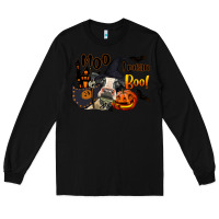 Black Moo I Mean Boo Holstein Cow Long Sleeve Tee - LillyAllenDesigns