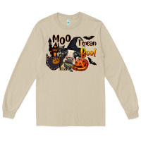 Mushroom Moo I Mean Boo Holstein Cow Long Sleeve Tee - LillyAllenDesigns