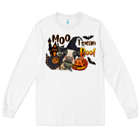 White Moo I Mean Boo Holstein Cow Long Sleeve Tee - LillyAllenDesigns