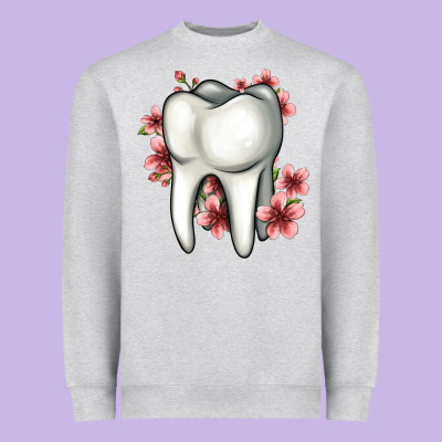 Floral Tooth Heavyweight Sweatshirt Designed By Jasminsmagicworld
