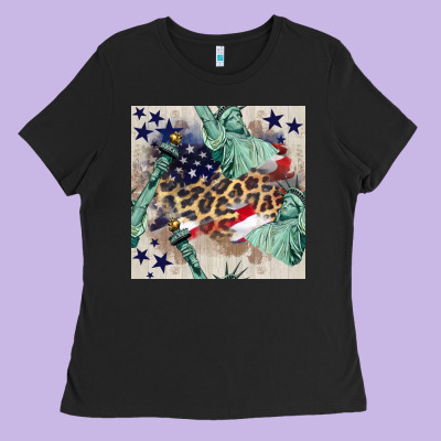 Statue Of Liberty Leopard Ladies Tee Designed By Bundleandbundleshop