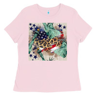 Bubblegum Pink statue of liberty leopard Ladies Tee - BundleAndBundleShop