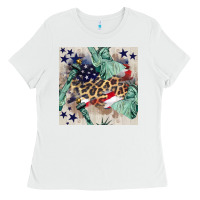White statue of liberty leopard Ladies Tee - BundleAndBundleShop