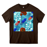 Patriotic Fireworks And Sunflower Heavy Core Tee | Teevron