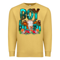 Antique Gold Boy Mom Flowers Cow Premium Sweatshirt - CowCowDesign