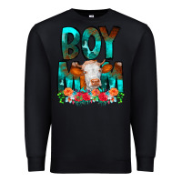 Black Boy Mom Flowers Cow Premium Sweatshirt - CowCowDesign