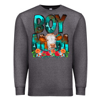Charcoal Heather Boy Mom Flowers Cow Premium Sweatshirt - CowCowDesign