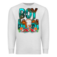 Oatmeal Heather Boy Mom Flowers Cow Premium Sweatshirt - CowCowDesign