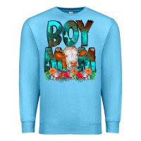 Ocean Blue Boy Mom Flowers Cow Premium Sweatshirt - CowCowDesign