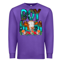 Purple Boy Mom Flowers Cow Premium Sweatshirt - CowCowDesign