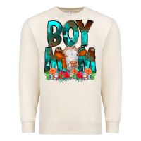 Boy Mom Flowers Cow Premium Sweatshirt | Teevron