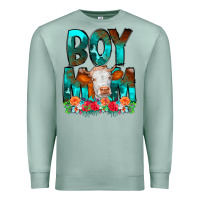 Seafoam Boy Mom Flowers Cow Premium Sweatshirt - CowCowDesign