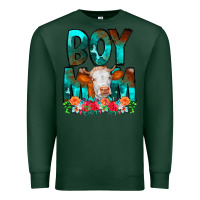 Sports Green Boy Mom Flowers Cow Premium Sweatshirt - CowCowDesign