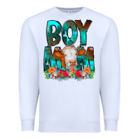 White Boy Mom Flowers Cow Premium Sweatshirt - CowCowDesign