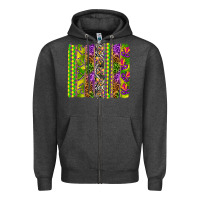Charcoal Heather Mardi Gras brushstroke Zipper Hoodie - HowdyJamesFarm
