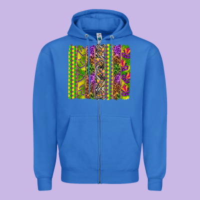 Mardi Gras Brushstroke Zipper Hoodie Designed By Howdyjamesfarm