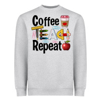 Heather Grey coffee teach repeat Heavyweight Sweatshirt - BarkalooDesign