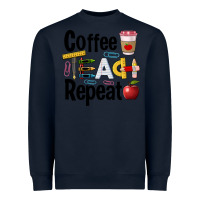Navy coffee teach repeat Heavyweight Sweatshirt - BarkalooDesign