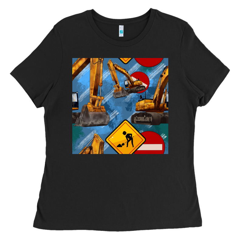 Excavator Seamless Pattern Ladies Tee by BundleAndBundleShop | Teevron