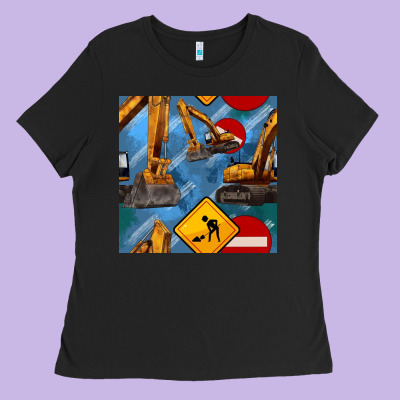 Excavator Seamless Pattern Ladies Tee Designed By Bundleandbundleshop