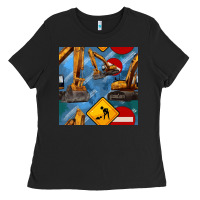 Black excavator seamless pattern Ladies Tee - BundleAndBundleShop