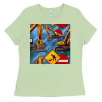 Matcha excavator seamless pattern Ladies Tee - BundleAndBundleShop