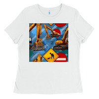 White excavator seamless pattern Ladies Tee - BundleAndBundleShop