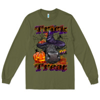 Army Green Trick Or Treat Black Angus Heifer Long Sleeve Tee - LillyAllenDesigns
