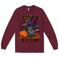 Burgundy Trick Or Treat Black Angus Heifer Long Sleeve Tee - LillyAllenDesigns