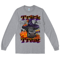 Heather Grey Trick Or Treat Black Angus Heifer Long Sleeve Tee - LillyAllenDesigns