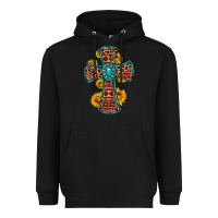 Black gemstone sunflower leopard cross Heavyweight Hoodie - OliviaCreatesArt