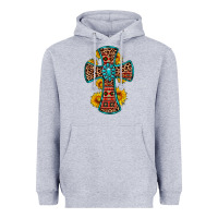 Heather Grey gemstone sunflower leopard cross Heavyweight Hoodie - OliviaCreatesArt
