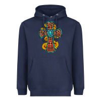 Navy gemstone sunflower leopard cross Heavyweight Hoodie - OliviaCreatesArt