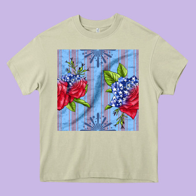 Patriotic Rose Heavy Core Tee Designed By Bundleandbundleshop