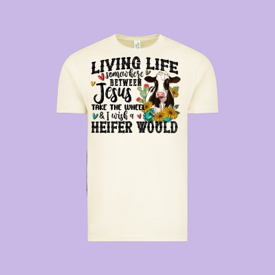 Living Life Somewhere Between Jesus Take The Wheel Vintage Tee Designed By Maliassmallbusiness